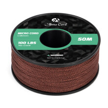 Abma Cord Micro Cord 1.18mm Paracord 50M Spool Utility Cord Braided Cord - Max. 45kg (100lbs) - Chocolate Brown