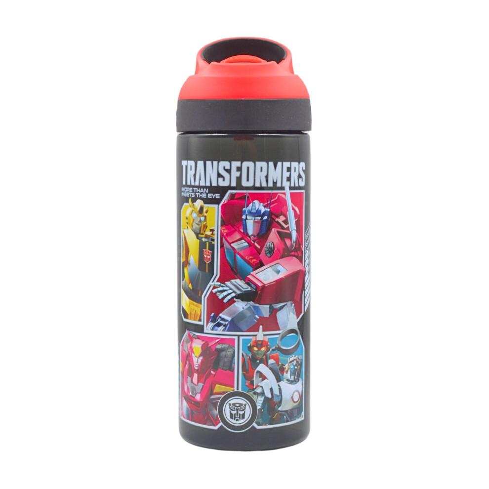 Hox Transformers Earthspark Reusable Bpa Free Kids Atlantic Water Hydration Bottle With Built In Carry Loop, Flip Up Spout And Removeable Straw