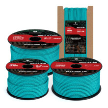 Kamu Synber 425 Paracord 3mm x 15m 100% Nylon Rope 3 Strands Parachute Cord Type II for Outdoor, Crafting, DIY | Support 192kg | Turquoise