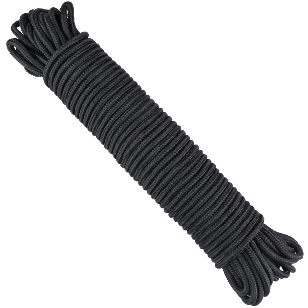 Kinglake Black Nylon Rope 6Mm, 30M Braided Cord Hanging Rope String For Camping, Survival, Gardening, Bundling, Workshop, Outdoor Multipurpose Utility 5051224897995