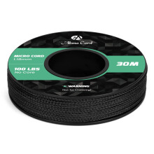 Abma Cord Micro Cord 1.18mm Paracord 30M Spool Utility Braided Cord - Max. 45kg (100lbs) - Black