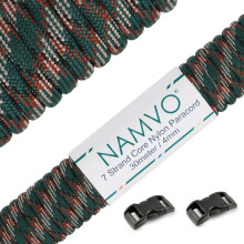 Namvo 550 Paracord Mil Spec Type III 7 strand parachute cord Total Length 100ft / 30 Meters, Dark green camouflage