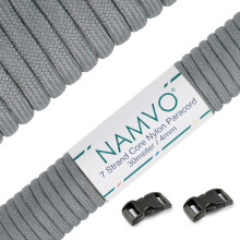 Namvo 550 Paracord Mil Spec Type III 7 strand parachute cord Total Length 100ft / 30 Meters, grey