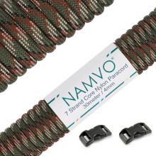 Namvo 550 Paracord Mil Spec Type III 7 strand parachute cord Total Length 100ft / 30 Meters, Olive Green Camo