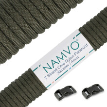 Namvo 550 Paracord Mil Spec Type III 7 strand parachute cord Total Length 100ft / 30 Meters, Olive