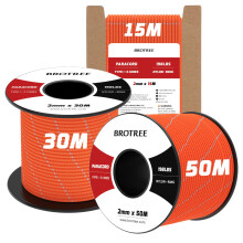 Brotree 2mm Paracord 3 Strands 30M 100% Nylon Rope Parachute Cord for Outdoor, Craft, DIY - 90kg Breaking Load (Reflective Orange)
