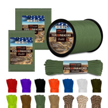 HERCULES 550 Paracord 4mm Type III 7 Strands Parachute Cord, 100' Olive Green Utility Rope for Crafting, DIY, Camping, Survival, Outdoor