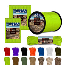 HERCULES 550 Paracord 4mm Type III 7 Strands Parachute Cord, 50' Neon Green Utility Rope for Crafting, DIY, Camping, Survival, Outdoor