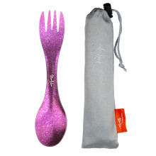 TiTo Titanium Spork 2-in-1 Ultra Lightweight Spoon Fork Tableware for Outdoor Camping, Backpacking, Hiking, Travel, Picnics and Home with Bag (Rose)
