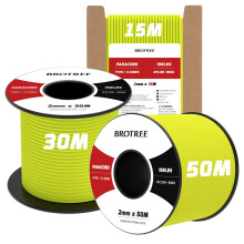 Brotree 2mm Paracord 3 Strands 30M 100% Nylon Rope Parachute Cord for Outdoor, Craft, DIY - 90kg Breaking Load (Neon Yellow)