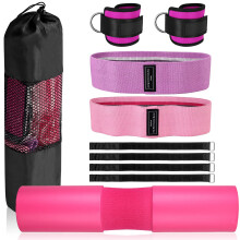 VINTEAM 5PCS Barbell Pad Set, Barbell Pad with Anti-Slip Fabric and Thickened Rubber Foam, Versatile Hip Thrust Pad Suitable for 1.0-1.2" Olympic
