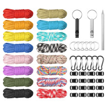 Meng Jiaran 160 Feet 16 Colors Paracord Cord with Buckles Keychain Key Rings and 3 Piece Lacing Needle Stitching Needles Kit,Paracord Combo Crafting