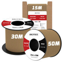 Brotree 2mm Paracord 3 Strands 30M 100% Nylon Rope Parachute Cord for Outdoor, Craft, DIY - 90kg Breaking Load (Tan)