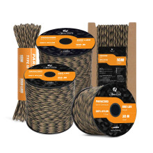 Abma Cord Paracord 550 4mm 15m 100% Nylon Rope Type III 7 Strands Parachute Cord for DIY, Camping, Survival, Outdoor - Max. 250kg - Tactical Camo