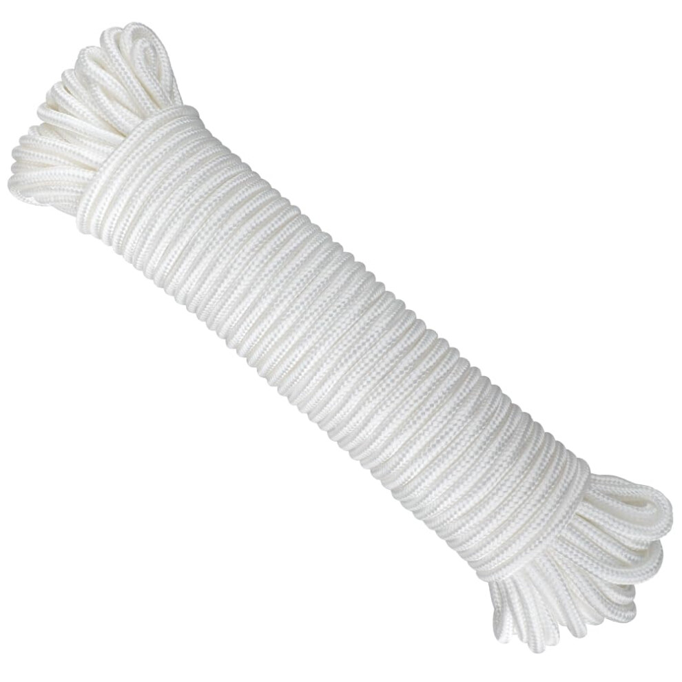 Kinglake White Nylon Rope 6Mm,30M Braided Nylon Cord Hanging Rope String Strong Traction Tying Rope For Camping, Survival, Gardening, Bundling, 5051224900152