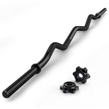 EZ Curl Bar, 47" Threaded Steel Curl Bar for Standard 1 Inch Plates, 220 LBs Capacity Strength Training Bar for Biceps and Triceps Weightlifting,