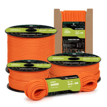 Kamu Synber Paracord 550 Type III 4mm 15m 7 Strands 100% Polyester Rope Parachute Cord Ideal for Crafting, Outdoor, Survival | Support 250kg | Orange