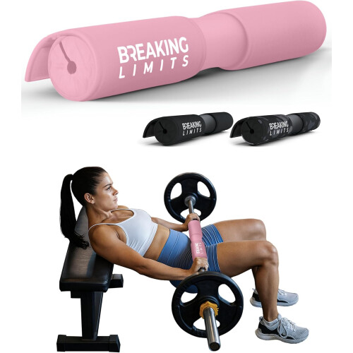 BREAKING LIMITS Barbell Pad - Hip Thrust Pad - Barbell Pad for Hip Thrusts - Neck Protection Pink