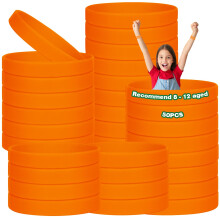 HONTIUS 50PCS Silicone Wristbands for Kids, Rubber Wristbands Blank Wrist Bands Universal Wristband Set Bulk for Teens Sport Suitable for 8-12 Aged