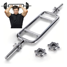 tonchean 34" Triceps Bar Solid Hammer Curl Bar Curl Barbell with Spring Collars Tricep Barbell Training Bar Tricep Weight Bar for Squats Deadlifts
