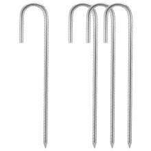 16" Heavy Duty Galvanised Steel Ground Rebar Stakes, Ground Stakes J Hooks Ground Anchors for Marquees, Gazebos, Castles, Tents, Trampolines, Bouncy,