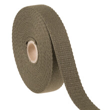 Shelver Heavy Duty Cotton Webbing Strap, 1 or 1.5 Inches and Colours, 5m (Khaki, 25mm)
