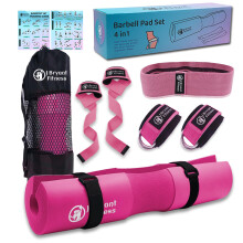 J Bryant Barbell Pad Set for Squats Bench Press Workout, Including Thick Cushioned Hip-Thrusts Pad with Carry Bag, Weight Lifting Straps, Hip
