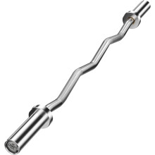 EZ Curl Bar 47" Chrome Finish Olympic Barbell 4 ft, 500 lbs Capacity with 2 Needle Bearings, Copper Sleeve for Weightlifting, Hip Thrusts, Squats and