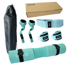 VLFit Barbell Pad Set for Squats Bench Press Workout, Including Thick Cushioned Hip-Thrusts Pad with Carry Bag, Weightlifting Straps, Hip Resistance
