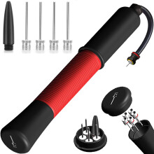 Ball Pump with Needle Storage(Never Lose Pin) Football Pump with 5 Needles and Extendable Cable, Soccer Football, Volleyball Rugby Ball Inflator -