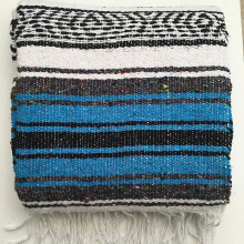 Kiuwxduy Hand-Knitted Mexican Blanket - For Sofa, Meditation, Yoga Mat, Bohemian, Outdoor, Camping, Picnic, Festival, Blue