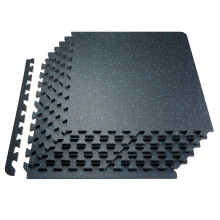 VEVOR 0.56 Inch Thick Gym Floor Mats, 25 Tiles Rubber Top with EVA Foam, 25" x 25" Gym Flooring Workout Mats with 100sq.ft Coverage, Interlocking
