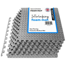 Nicoman Large Interlocking Floor Mats 60x60cm, 12PCs EVA Foam Gymnastics Mat Tiles, Anti-slip Shock Absorbent Thick Puzzle Gym Flooring
