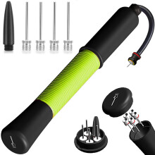 Ball Pump with Needle Storage(Never Lose Pin) Football Pump with 5 Needles and Extendable Cable, Soccer Football, Volleyball Rugby Ball Inflator -