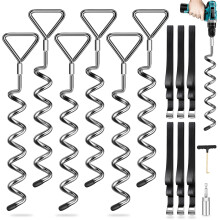 Ground Anchor for Trampoline Set of 6 ? Ground Anchor with 6 Straps (2.5 m Length) ? Heavy Duty Ground Anchors Resist High Wind, Ideal for Outdoor