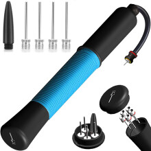 Ball Pump with Needle Storage(Never Lose Pin) Football Pump with 5 Needles and Extendable Cable, Soccer Football, Volleyball Rugby Ball Inflator -