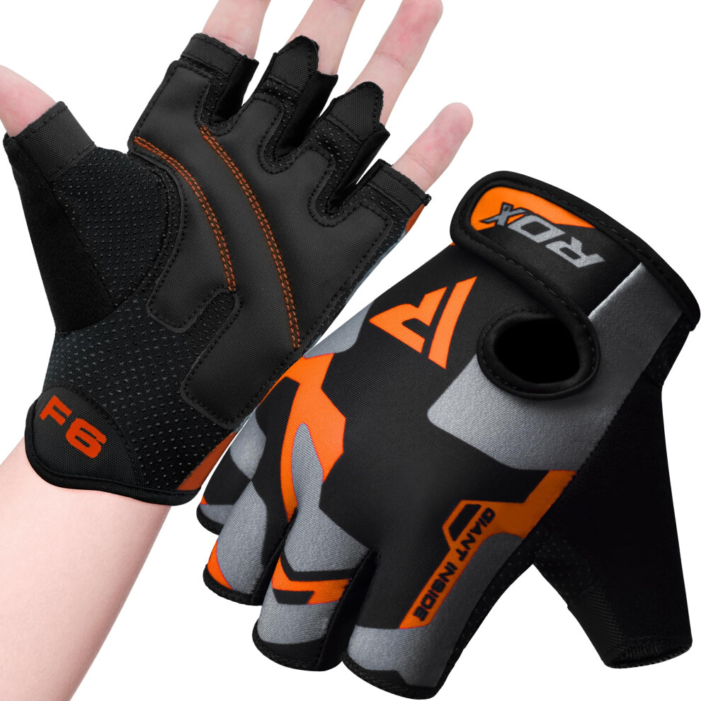 Rdx Gym Weight Lifting Gloves Workout Fitness Bodybuilding Breathable Powerlifting Wrist Support Training Exercise, S Orange