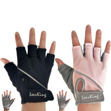 LeerKing Half Finger Workout Gloves for Women and Men - Anti-Slip Palm, Wrist Tab for Weight Lifting Gym, Black Size M