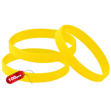 THXIY 100PCS Blank Silicone Wristbands Elastic Universal Bracelets Rubber Wholesale Bracelet bands bulk for Adults Men Women Yellow