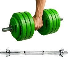 MuscleForge Dumbbell Bar 45cm ? Extra Long Chrome Steel Weight Bar with Spinlock Collars ? Non-Slip Dumbbell Handle for 25-28 mm Plates ? Threaded