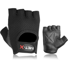 Met-X Suede Leather Microfibre Fabric Gym Training Gloves Large, Unisex Fingerless Weight Lifting Wheel Chair Gloves, Snug Fit Workout Exercise Extra