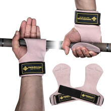 MANUEKLEAR Weightlifting Wrist Straps with Cushion Wrist Loop,Leather Weight Lifting Wrist Straps for Deadlifts, Powerlifting, Heavy Shrug for Women