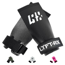 LYFT-RX Carbon Fiber Hand Grips for Weightlifting, Cross Training, Pullup, Muscle Ups - No Hole Fingerless Grip, Gymnastics Fit, Men/Women Lift