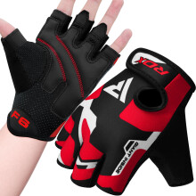 RDX Weight Lifting Gloves Gym Fitness Workout, Anti Slip Padded Palm Protection Elasticated Strength Training Equipment, Men Women Adult & Kids Half