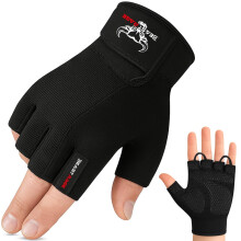 BEAST RAGE Gym Gloves Weight lifting Gloves Training Anti Slip Padded Palm Half Finger Powerlifting Workout Exercise Gloves for Men and Women (Jet