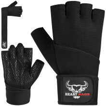 BEAST RAGE Weight lifting Gloves, Gym Gloves with Wrist wrap supports for Men & Women, Breathable, Snug fit, Ladies Padded Palm Gym Pull ups,