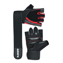 Azure Weight Lifting Gloves Red/Black Men Gym Fitness Workout, Anti Slip Padded Full Palm Protection, Women Bodybuilding Strength Training Exercise,