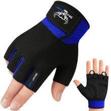 BEAST RAGE Gym Gloves Weight lifting Gloves Training Anti Slip Padded Palm Half Finger Powerlifting Workout Exercise Gloves for Men and Women (Blue,