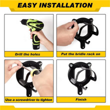 9 Counts Horse Bridle Rack Bracket Bridle Hooks Tack Storage Halter Hanger Metal Holder with Tubes and Screw