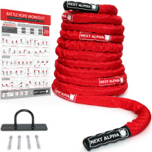 Next Alpha Battle Rope - 38mm/50mm, 9m/12m/15m - Protection Sleeve - Wall Anchor - Workout Instruction Poster